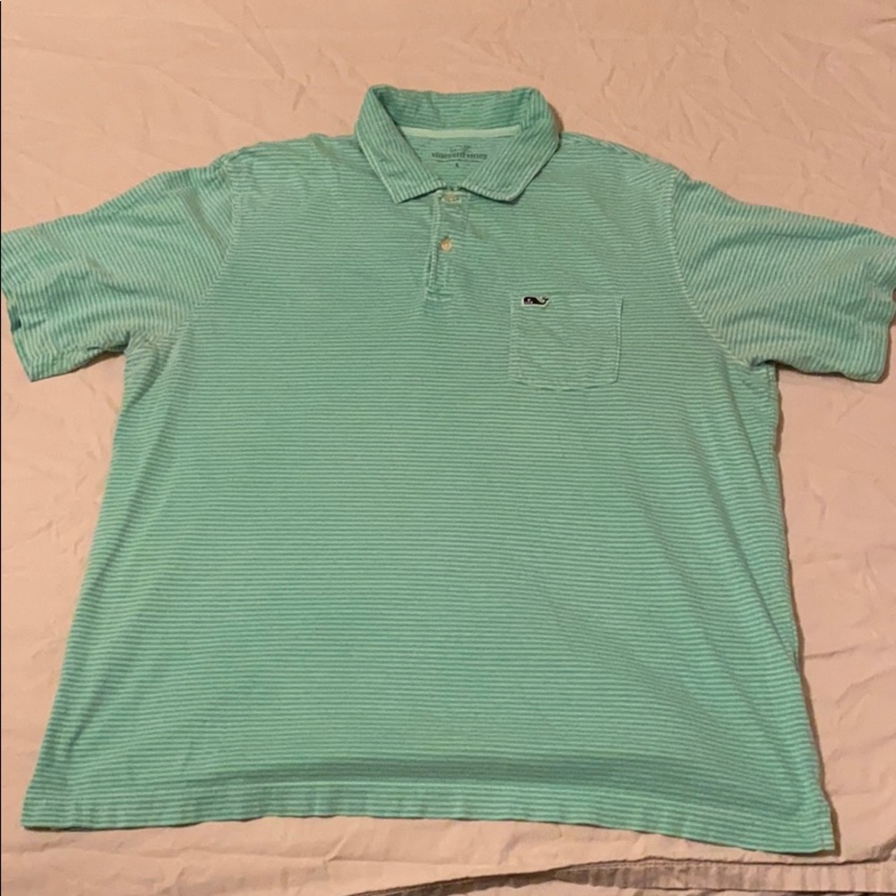 Green Striped Vineyard Vines Polo